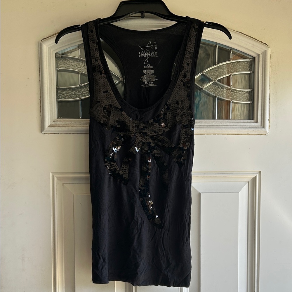 Miley Cyrus & Max Azria Black Sequin Tank Top